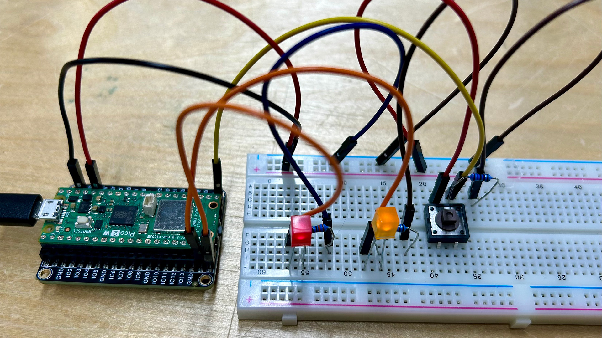 Two LED's one button